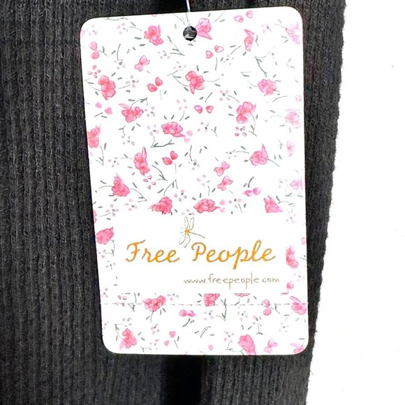 We The Free/Free People Waffle Weave Black L/S Top - Size L - NWT - Picture 6 of 8